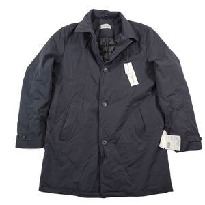 Calvin Klein Melliot Black Raincoat Mens 42L 42‎ Single-Breasted Stretch $350